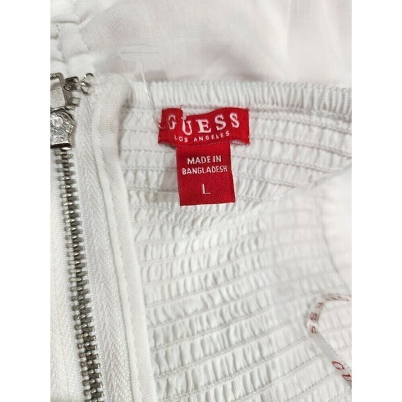 NWOT Guess Tella White Swiss Dot Ruched Front Corset Top, Juniors L - Picture 9 of 10